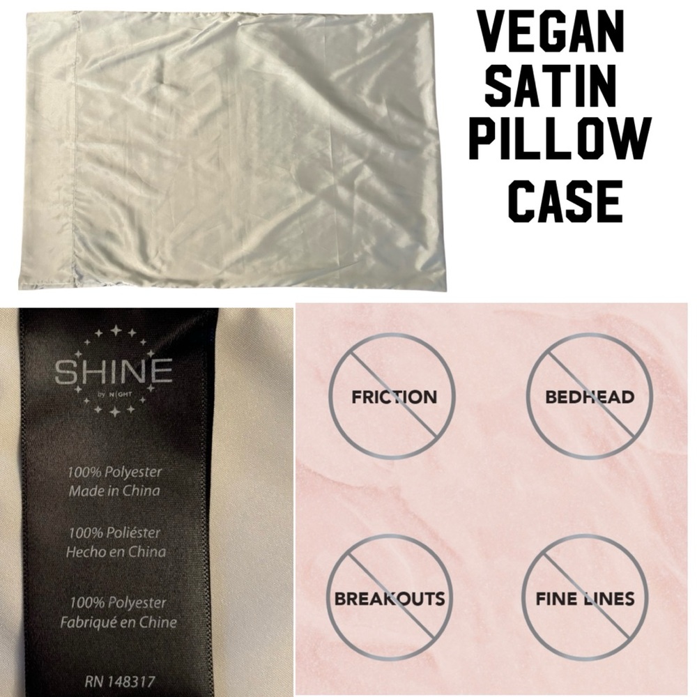 Shine By Night Satin Pillow Case cream hair protector 20X29 NWOT